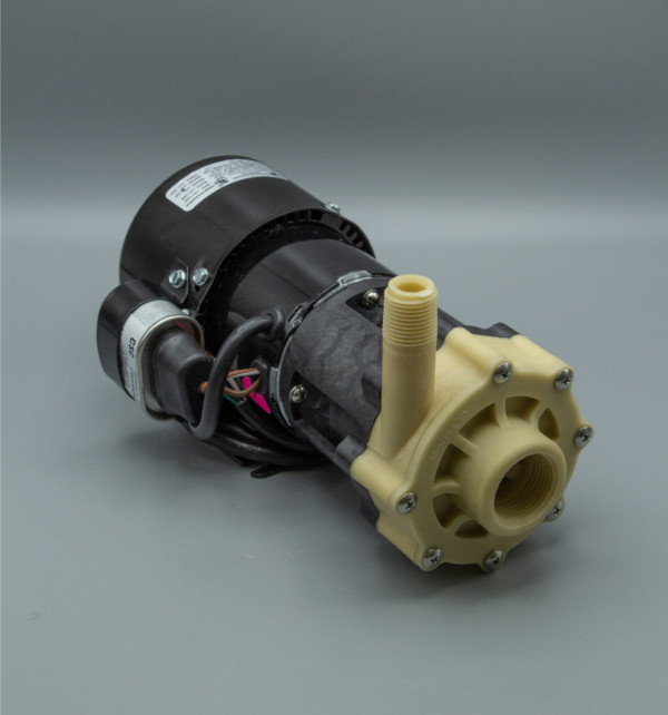 March Pump’s BC-4K-MD centrifugal sealless magnetic drive pumps constructed from Kynar ideal for chemical applications.