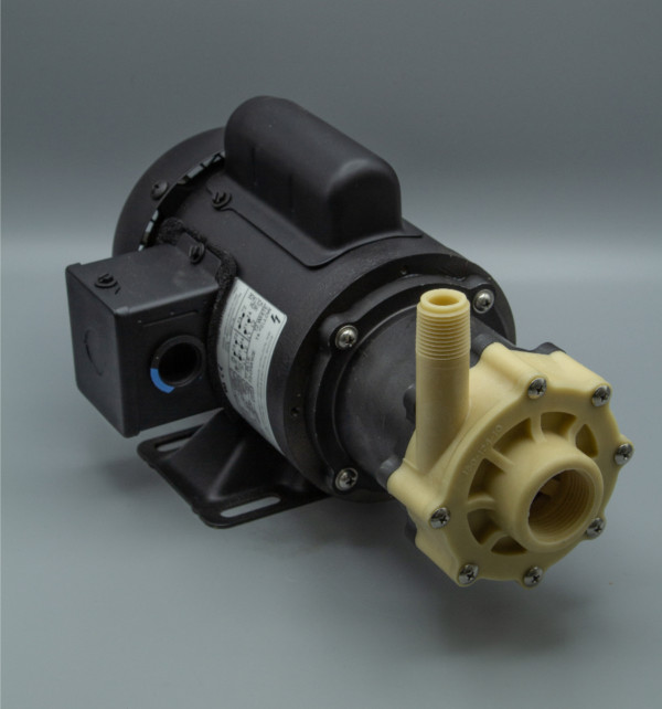 March Pump’s TE-5K-MD centrifugal sealless magnetic drive pumps constructed from Kynar great for chemical applications.