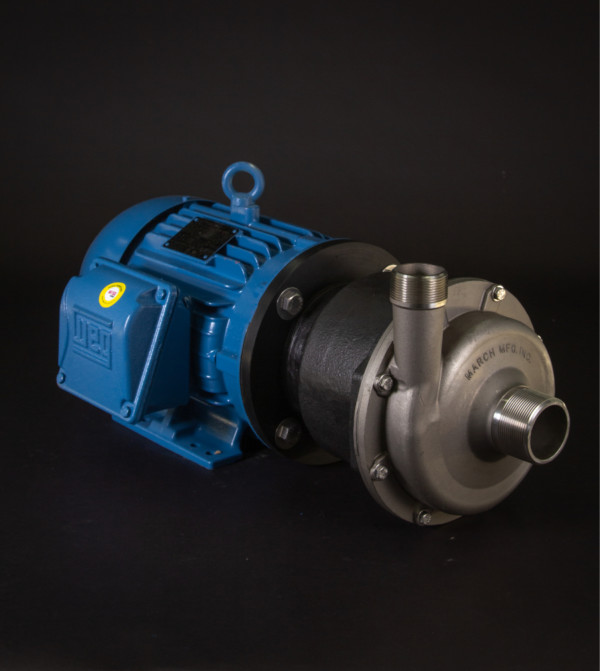 March Pump’s TE-8S-MD centrifugal sealless magnetic drive pumps constructed from 316 Stainless Steel ideal for chemical applications.