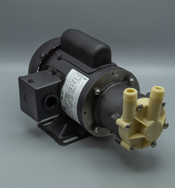 March Pump’s TE-MDK-MT3 centrifugal sealless magnetic drive Kynar pumps ideal for chemical applications.
