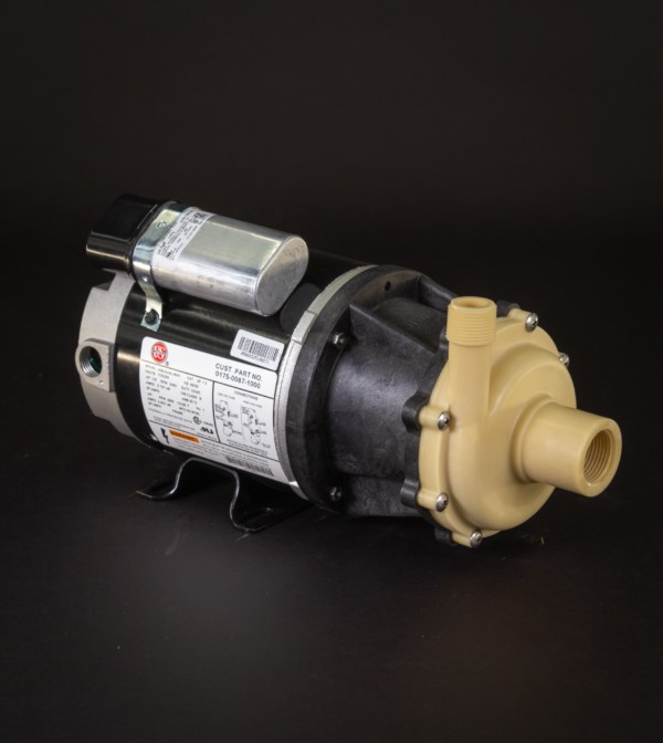 March Pump’s TE-5.5K-MD-AC centrifugal sealless magnetic drive pumps constructed from Kynar ideal for chemical applications.